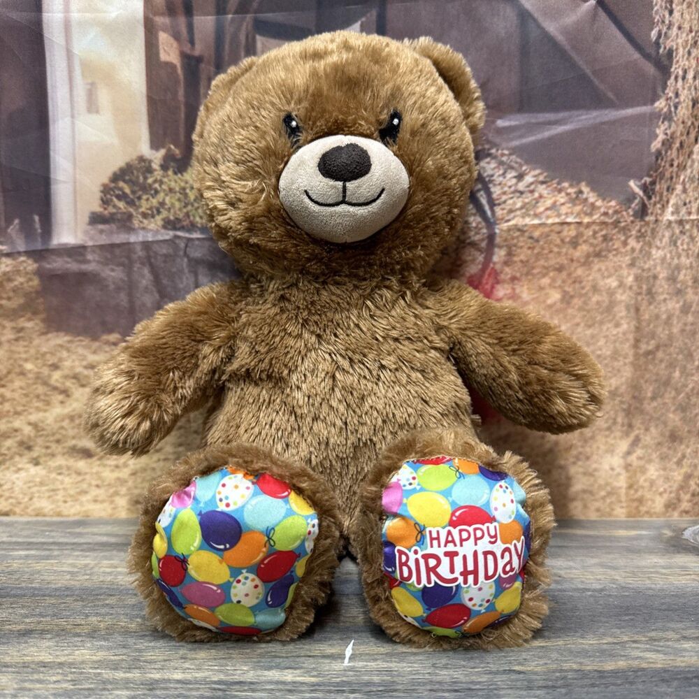 BABWS Bear Brown Plush Cute Teddy Bear Stuffed Animal 15"Happy Birthday Clean